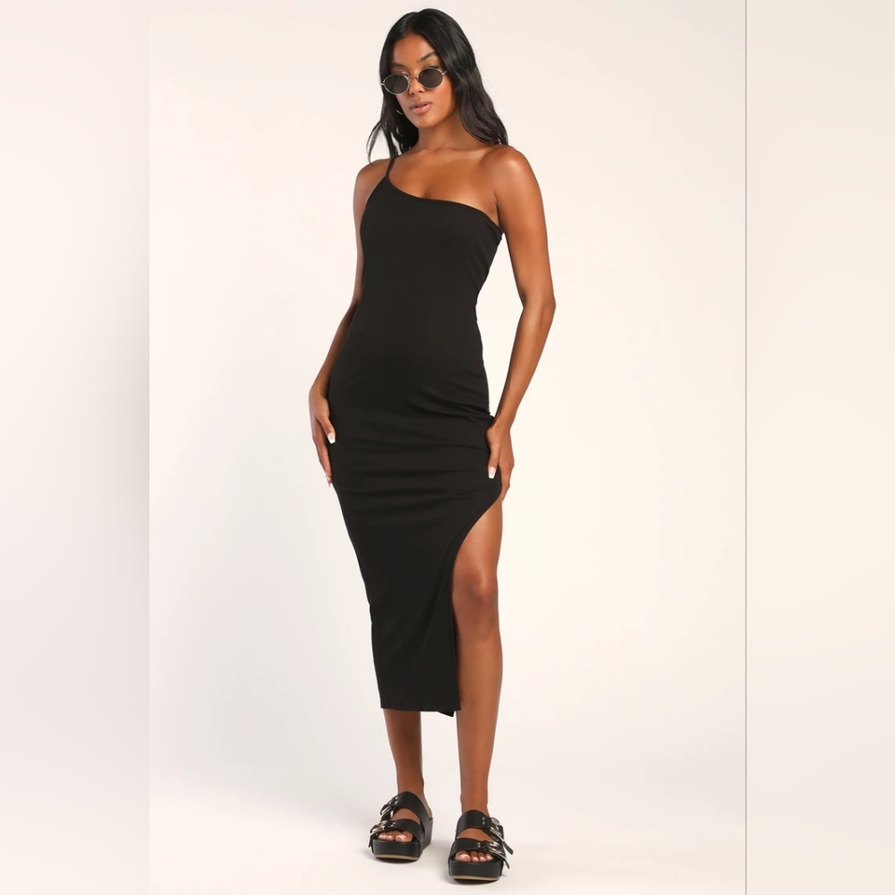 Lulus Drama for Days One Shoulder Ribbed Bodycon Dress